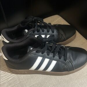 Adidas Men's Black Sneakers with White Stripes
